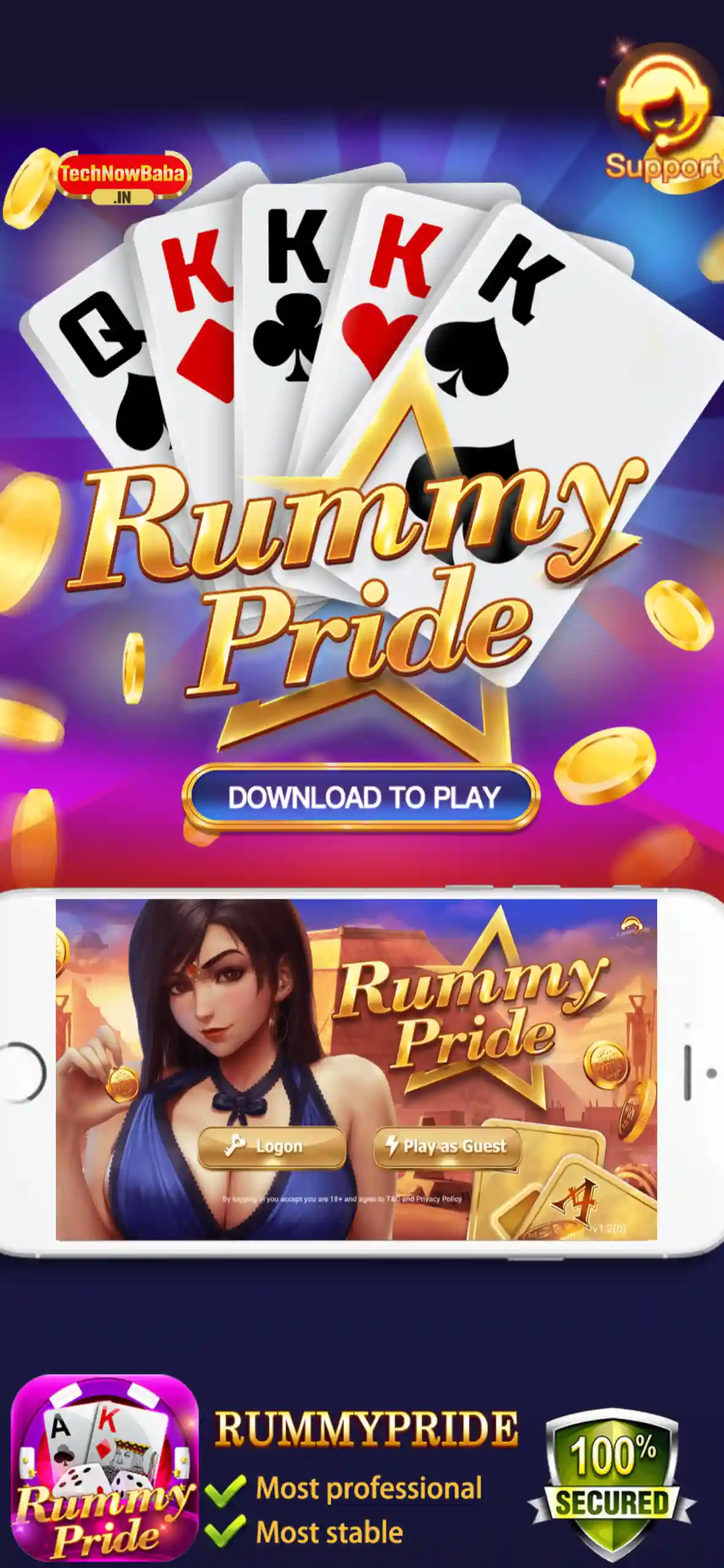 Rummy pride App Download TechNow Baba
